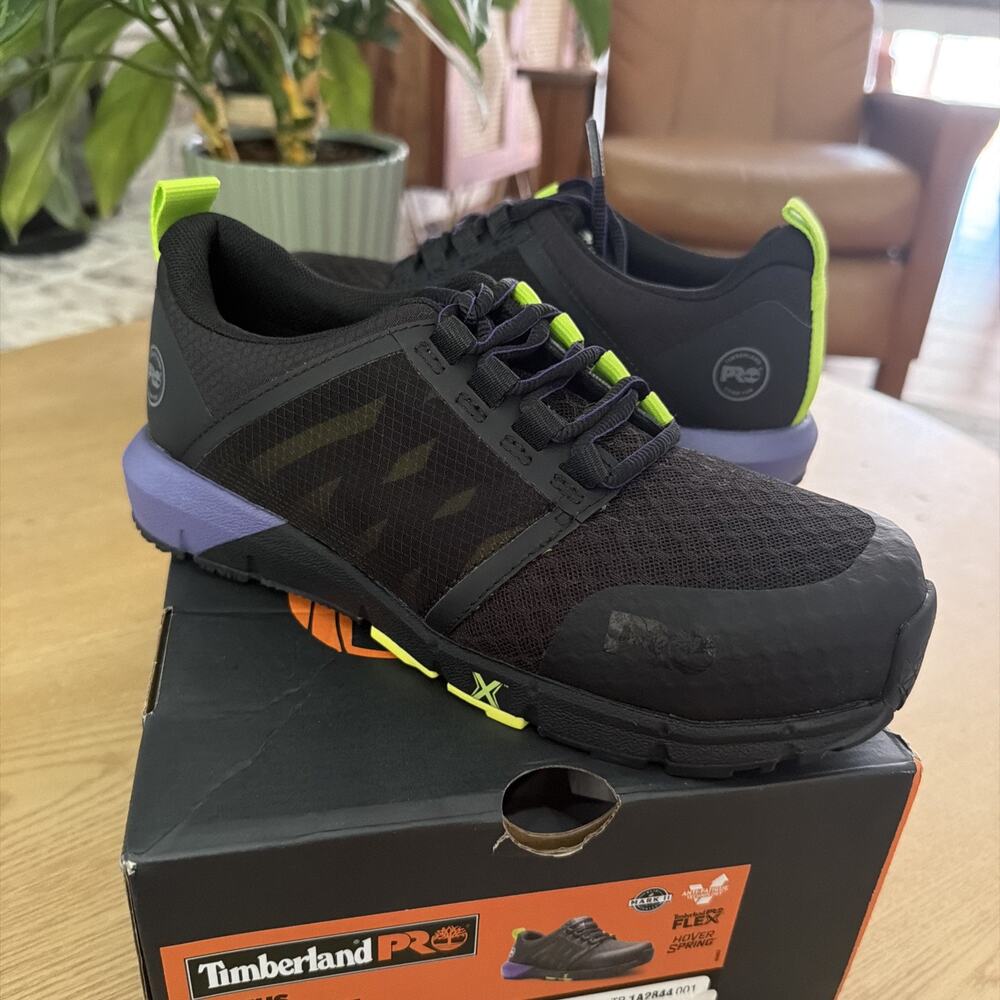 Timberland PRO Radius Womens 7 Wide Black Purple Composite Toe TB1A2844001